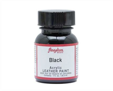 ANGELUS ACRYLIC PAINT BLACK #001 29ML USE ON LEATHER, VINYL OR FABRIC