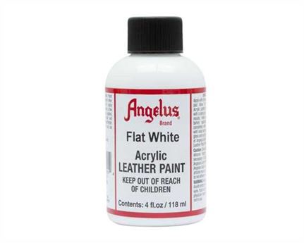 ANGELUS ACRYLIC PAINT FLAT WHITE #105 118ML USE ON LEATHER, VINYL OR FABRIC