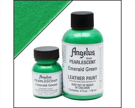 ANGELUS PEARLESCENT PAINT EMERALD GREEN #457 29ML USE ON LEATHER, VINYL OR FABRIC