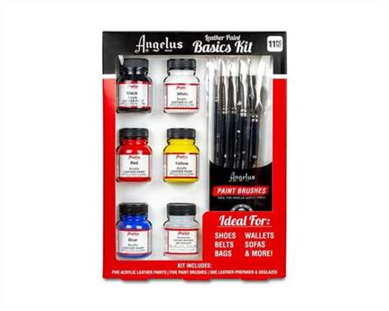 Angelus Leather Paint Starter Kit with Preparer & Deglazer and Brush Set