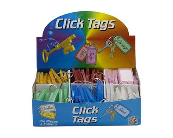 BIRCH CLICKTAGS PER BOX OF 100 LARGE KEY LABELS WITH KEY RING