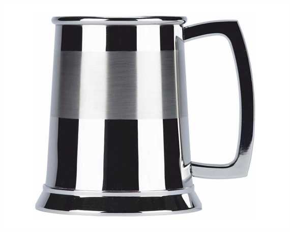 TANKARD WITH BAND PLAIN POLISHED STAINLESS STEEL 1 PINT
