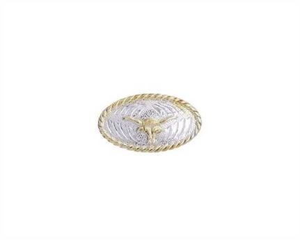 CONCHO LONGHORN OVAL SILVER PLATE WITH GILT 
