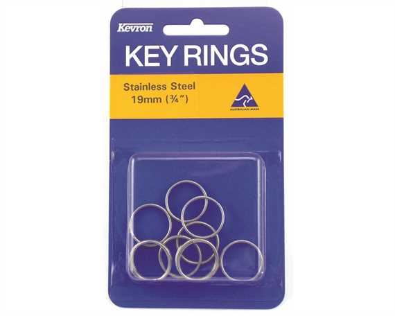 KEVRON KEYRING STAINLESS 19MM PER 10 IN BLISTER PACK