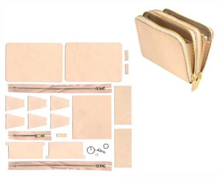 DIY KIT CONNOR DOUBLE ZIPPER WALLET VEG TANNED LEATHER 