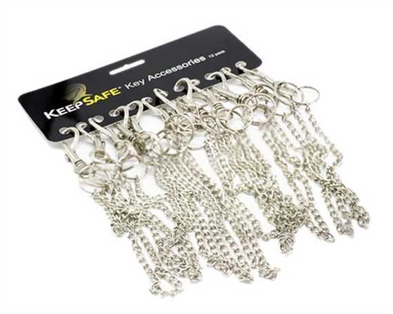 KEEPSAFE HIPSTER BILLET HOOK WITH CHAIN & KEY RING CARD OF 12