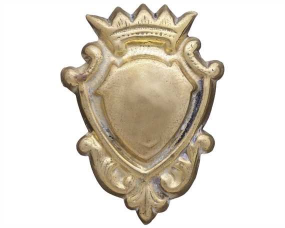 ORNAMENT LEAD FILLED BRASS ORNATE SHIELD LGE 32MM