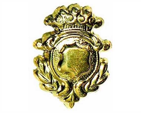 ORNAMENT LEAD FILLED BRASS ORNATE SHIELD SMALL WITH CROWN 25MM