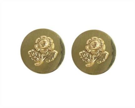 ROSETTE ROSE WITH 16MM LOOP ON BACK BRASS 32MM