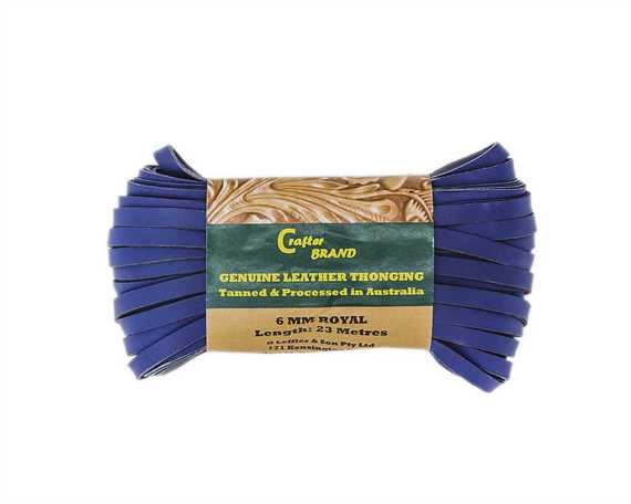 KANGAROO LACING FLAT 6MM ROYAL BLUE 23M HANK AUSTRALIAN MADE