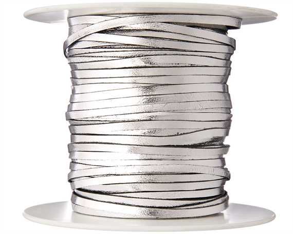 KANGAROO LACING FLAT 3MM SILVER 100M ROLL AUSTRALIAN MADE