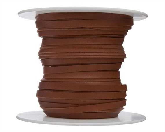 KANGAROO LACING FLAT 4.7MM TAN (WHISKY) 50M ROLL AUSTRALIAN MADE