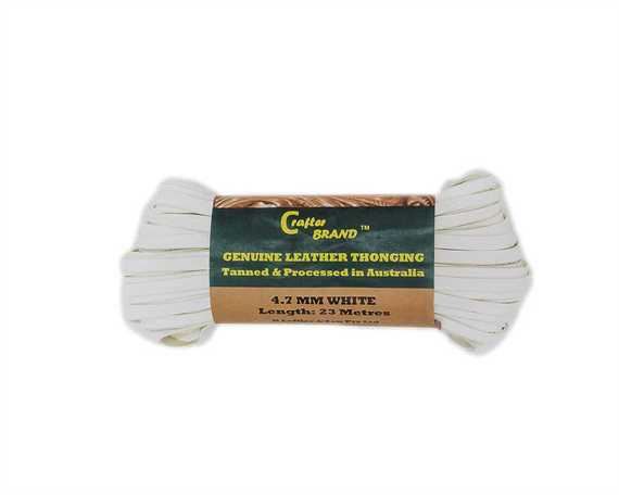 KANGAROO LACING FLAT 4.7MM WHITE 23M HANK AUSTRALIAN MADE