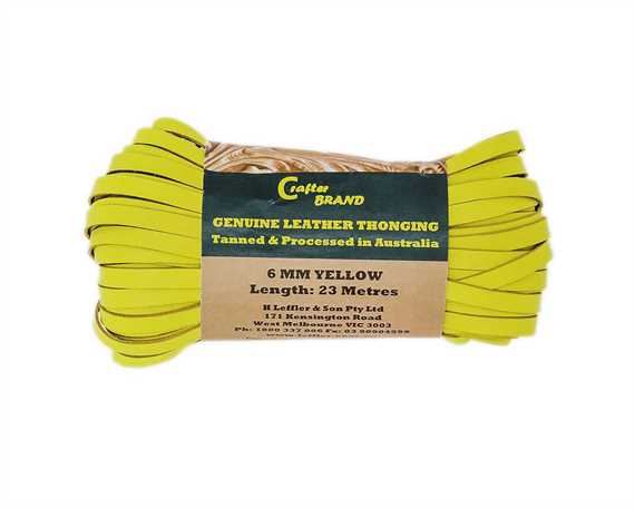 KANGAROO LACING FLAT 6MM YELLOW 23M HANK AUSTRALIAN MADE