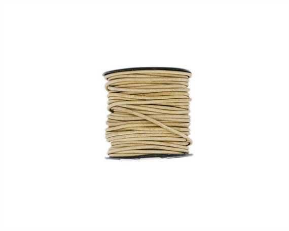 ROUND LEATHER THONGING 3MM #001 NATURAL 25M SPOOL