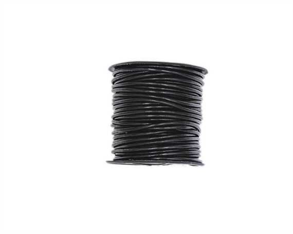 ROUND LEATHER THONGING 3MM #002 BLACK 25M SPOOL