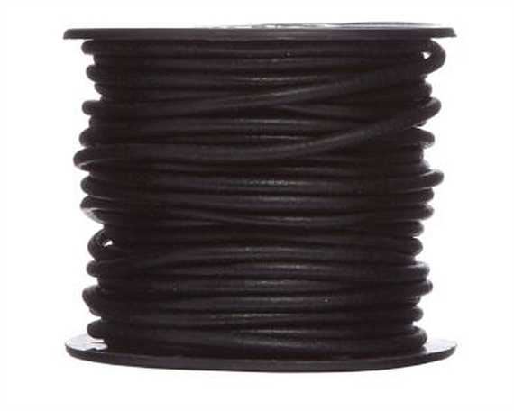 ROUND LEATHER THONGING 4MM #002 BLACK 25M SPOOL