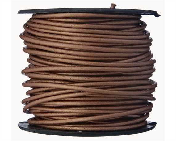 ROUND LEATHER THONGING 2MM #044 METALLIC BRONZE 25M SPOOL