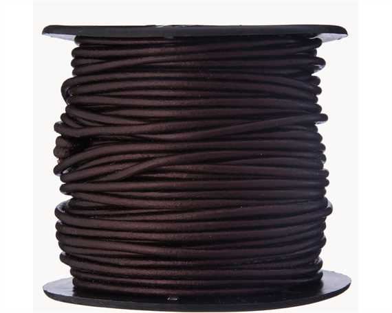 ROUND LEATHER THONGING 2MM #050 METALLIC MAROON 25M SPOOL