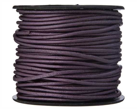 ROUND LEATHER THONGING 2MM #064 METALLIC BERRY 25M SPOOL