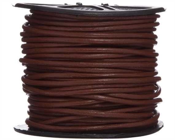 ROUND LEATHER THONGING 2MM #127 SADDLE 25M SPOOL