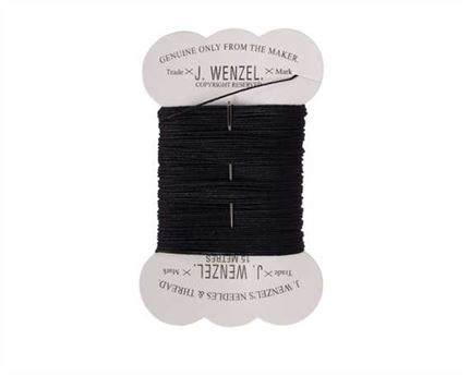 THREAD WAXED LINEN BLACK 15M CARD WITH NEEDLE