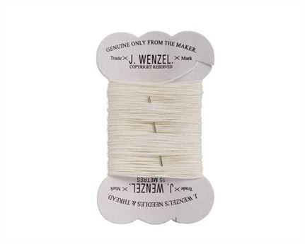 THREAD WAXED LINEN NATURAL 15M CARD WITH NEEDLE