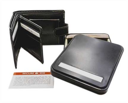 WALLET NAPPA LEATHER 6 X C/C, COIN, CLIP, WINDOW, BLACK/CONTRAST THREAD RFID AND TIN