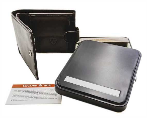 WALLET NAPPA LEATHER 3 X C/C, COIN, CLIP, ZIP, BLACK RFID AND TIN