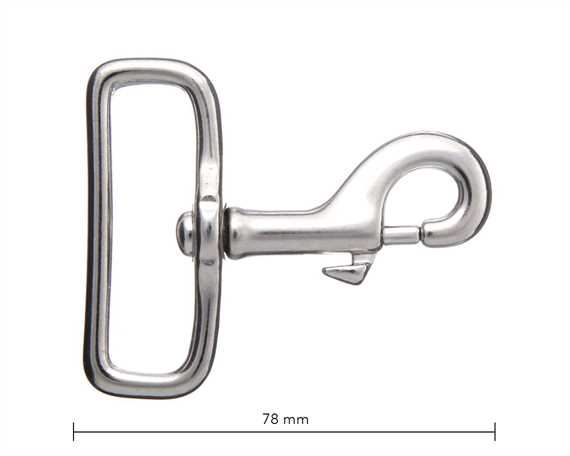 SNAP SWIVEL SQUARE EYE 50MM NICKEL PLATE 78MM LONG