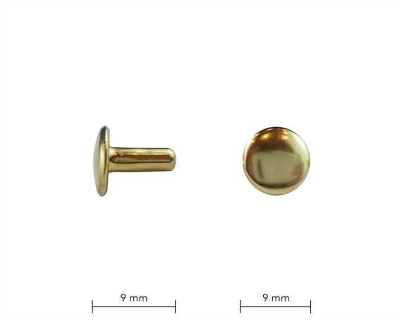 RIVET TUBULAR GILT PER 1000 9MM STEM DOUBLE CAP 9MM HEAD