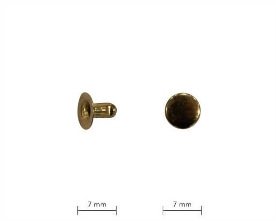 RIVET 2-PART TUBULAR GILT 7MM STEM SINGLE CAP DM PER 100
