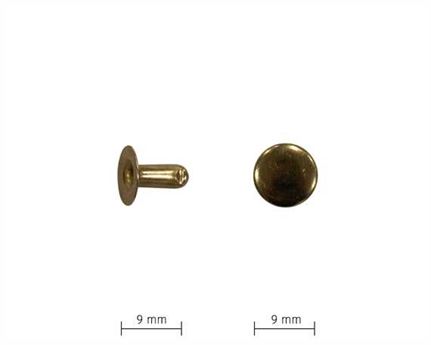 RIVET 2-PART TUBULAR GILT 9MM STEM SINGLE CAP DM PER 100
