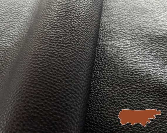 SOFT GLOSSY SHRUNKEN COW SIDES BLACK 1.3/1.5MM HEAVYWEIGHT GARMENT LEATHER