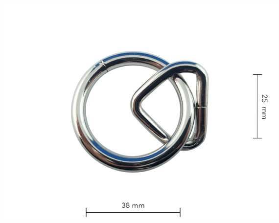 RING NICKEL PLATE 38MM JOINED TO 25MM NICKEL PLATE TRIANGLE 