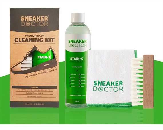 SNEAKER DOCTOR EASY CLEANING KIT inc STAIN-X CLEANER, FIRM BRUSH & MICROFIBRE CLOTH