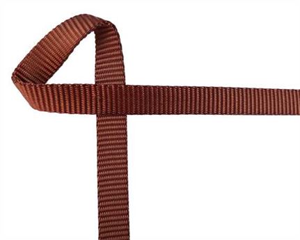 WEBBING POLYESTER HEAVY BROWN 102 STYLE 15MM (PER L/MTR)