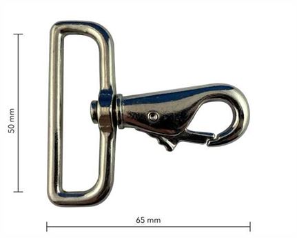 SNAP SWIVEL SQUARE EYE 50MM NICKEL PLATE 65MM LONG SPECIAL