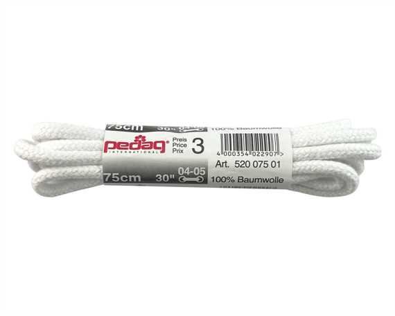 PEDAG LACES 75CM CORDED WHITE