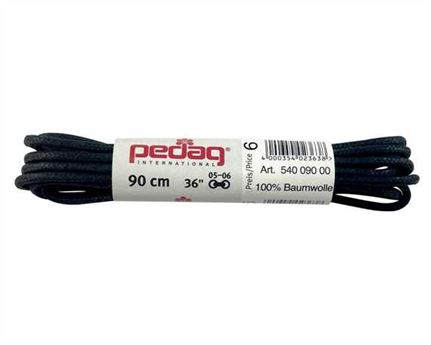 PEDAG LACES 90CM WAXED THIN ROUND BLACK