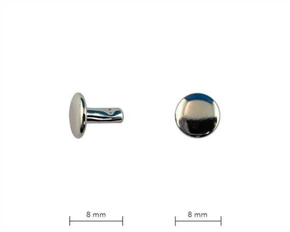 RIVET 2-PART TUBULAR NICKEL 8MM STEM DOUBLE CAP, PKT 1,000