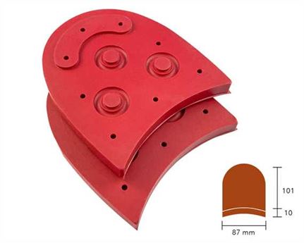 SOVEREIGN STUDDED RUBBER HEEL 3 1/2" RED
