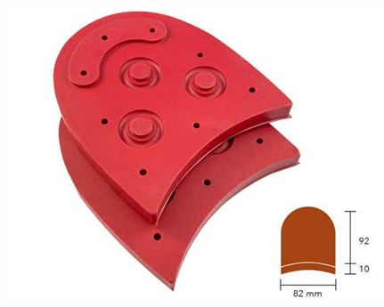 SOVEREIGN STUDDED RUBBER HEEL 3 1/4" RED