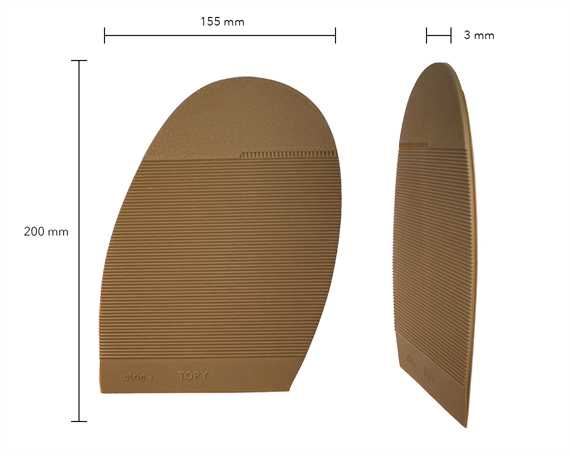 TOPY SOLES MOULDED HALF STRIE 3.5MM SZ 4 CARAMEL