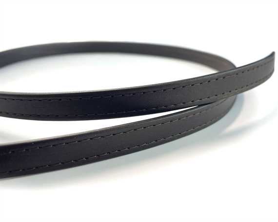 LEATHER STRAPPING STITCHED DARK BROWN 12MM