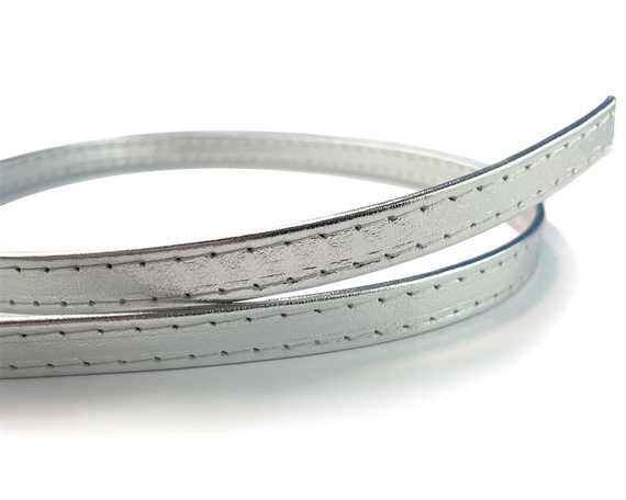 LEATHER STRAPPING STITCHED SILVER 12MM