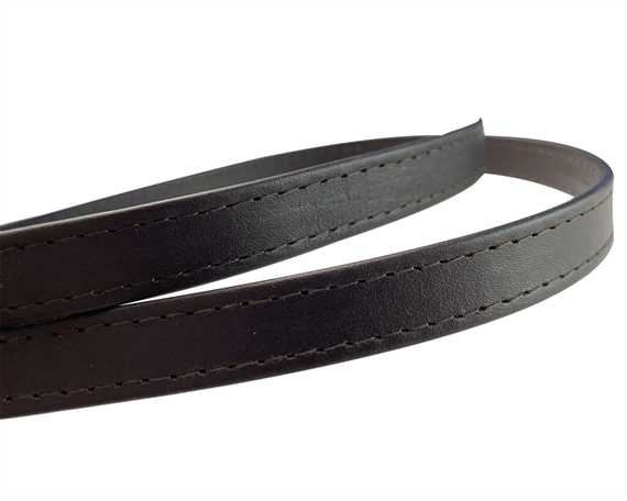 LEATHER STRAPPING STITCHED DARK BROWN 15MM