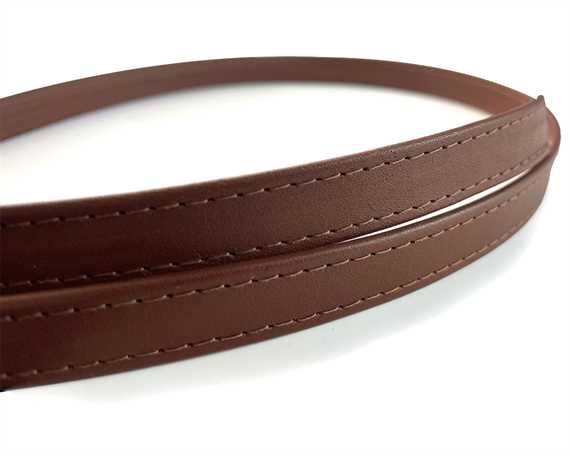 LEATHER STRAPPING STITCHED LIGHT BROWN 15MM