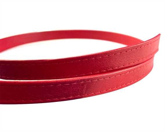 LEATHER STRAPPING STITCHED RED 15MM