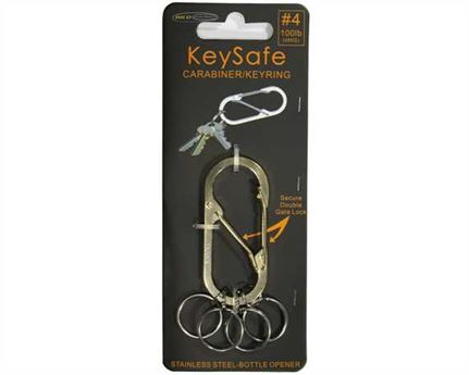 KEYSAFE #4 CARABINER OVAL WITH KEY RINGS S/S GOLD